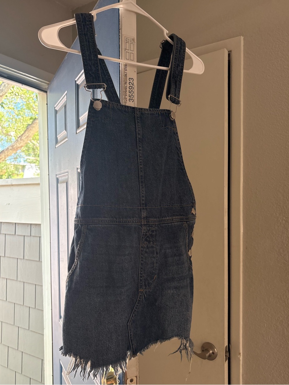 Free People Dark Blue Denim Overall Mini Dress